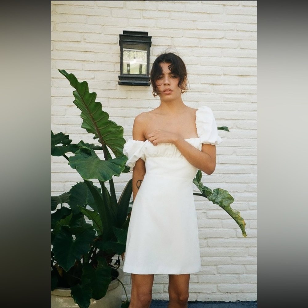 Zara white linen blend dress
